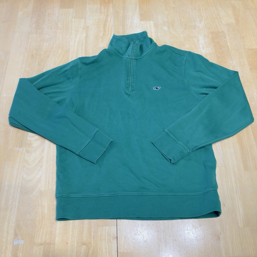 Vineyard Vines Women's Green 1/4 Zip Pullover Whale L/S Sweatshirt Size XS